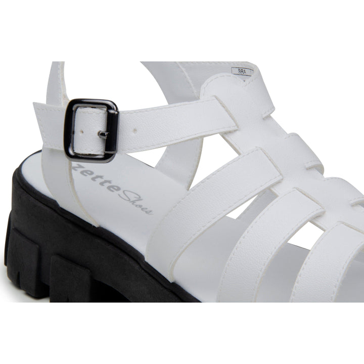 'Jess' corn-leather 🌽 sandal with lugged sole by Zette Shoes - white