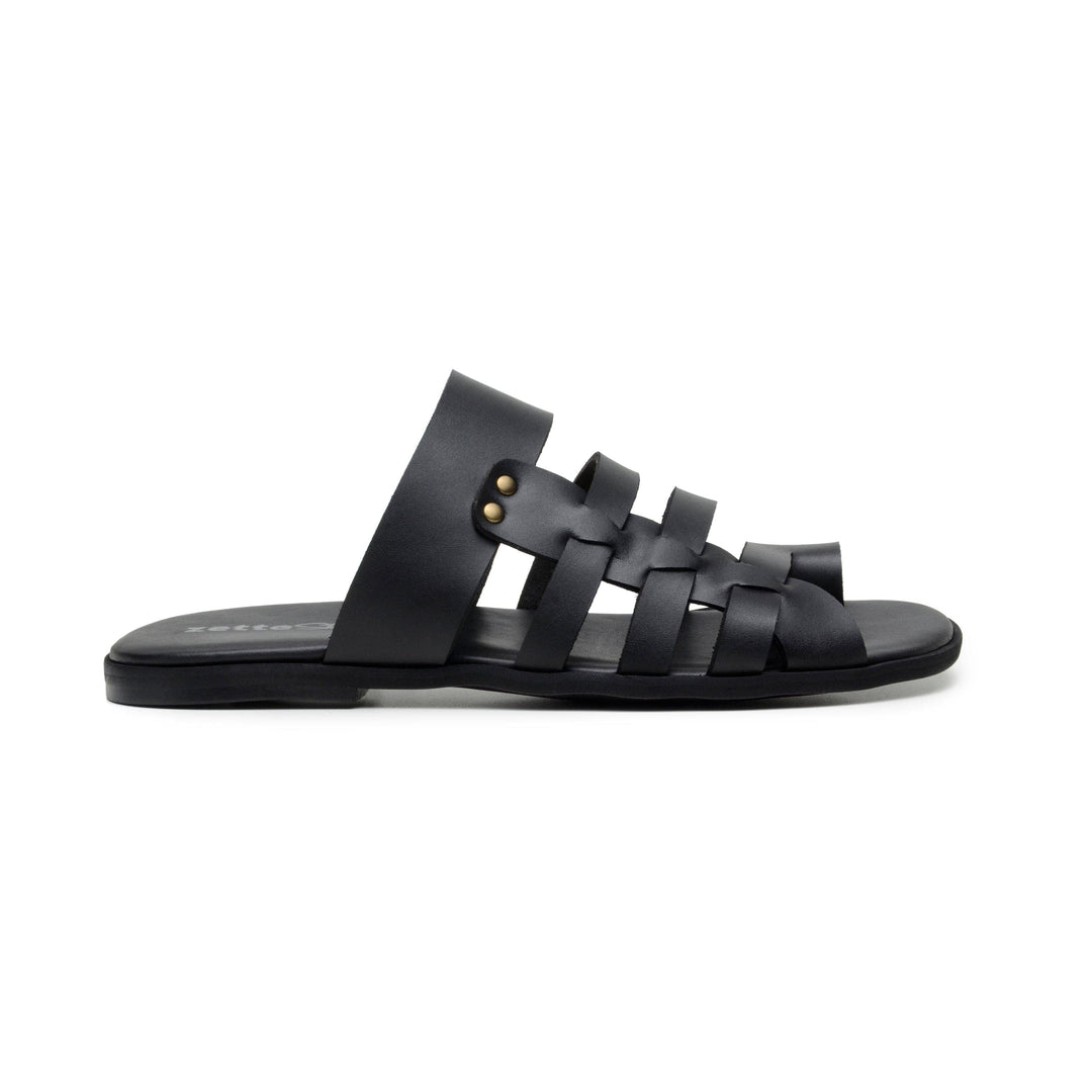 'Joel' men's sandal with vegan-leather upper by Zette Shoes - black