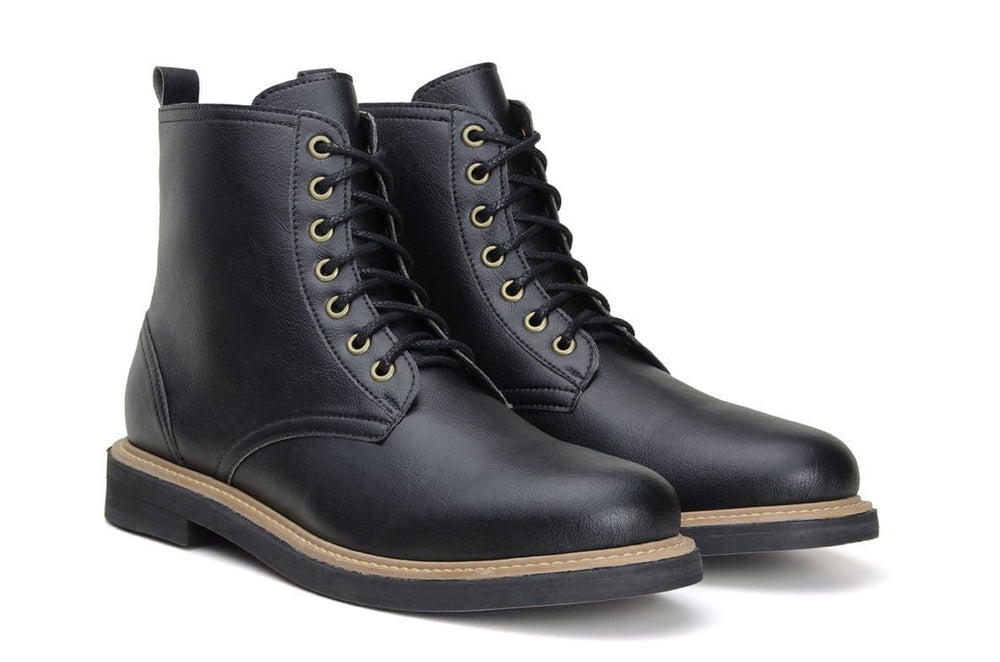 'Standard' classic lace-up boot in high-quality vegan leather by Brave Gentleman - black - Vegan Style