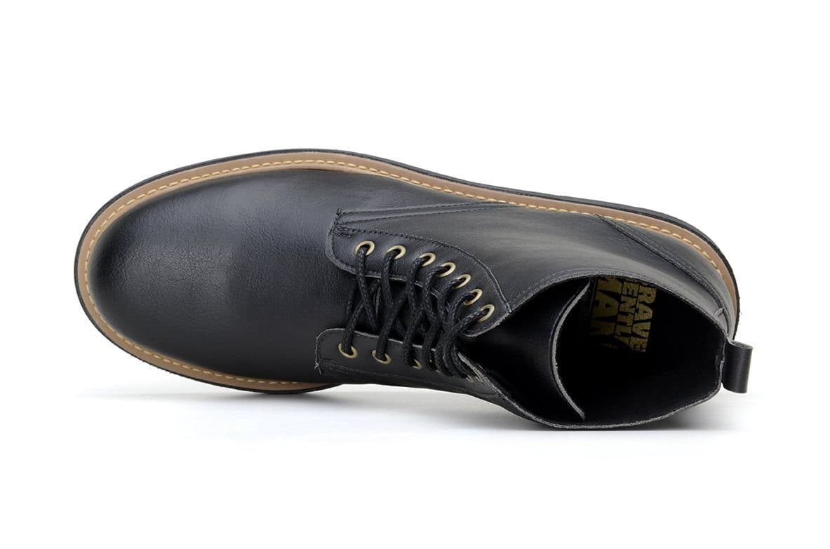 'Standard' classic lace-up boot in high-quality vegan leather by Brave Gentleman - black - Vegan Style