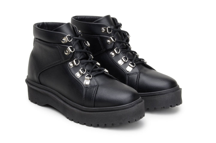 'Gen' vegan leather lace-up boot by Zette Shoes - black