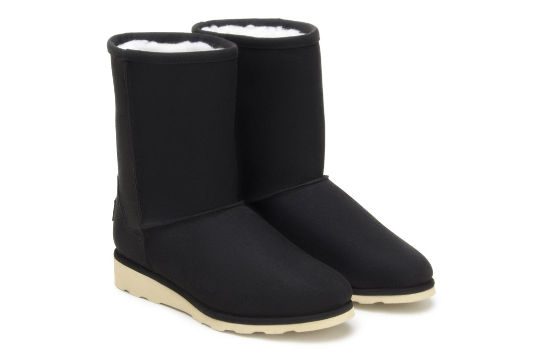'Willow' high-quality fur-lined slipper boot - black