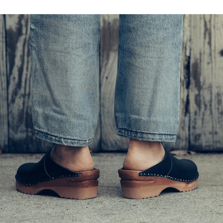 'Da Vinci' vegan leather clogs by Good Guys Don't Wear Leather - black