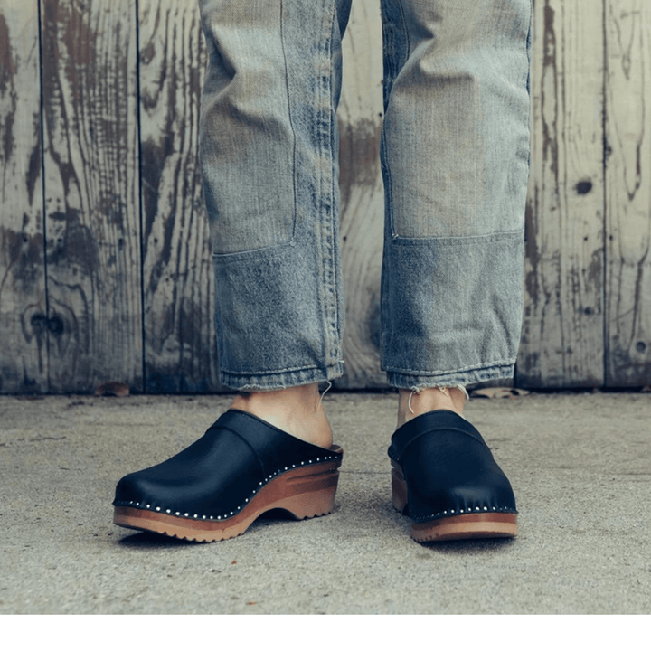 'Da Vinci' vegan leather clogs by Good Guys Don't Wear Leather - black