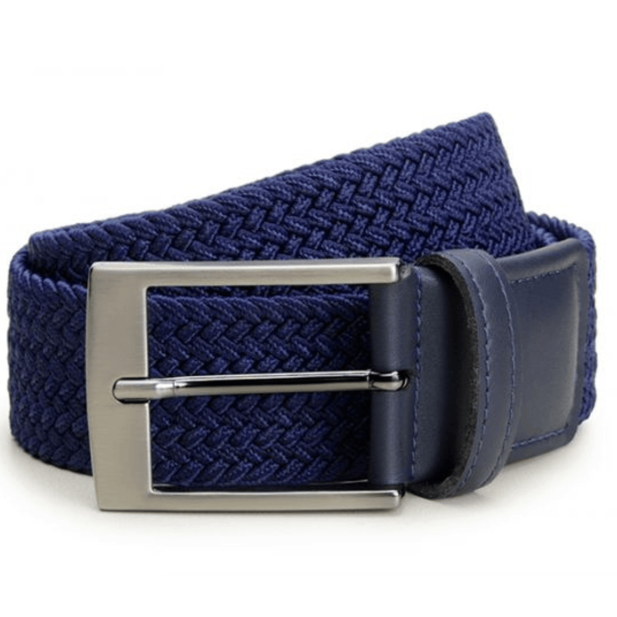 Elastic vegan braided belt by Ahimsa - black and navy