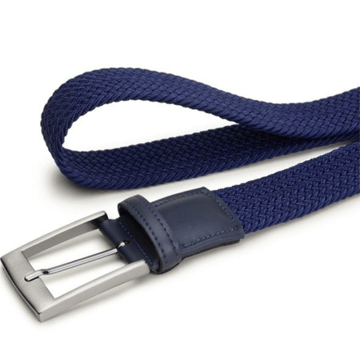 Elastic vegan braided belt by Ahimsa - black and navy