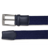 Elastic vegan braided belt by Ahimsa - black and navy