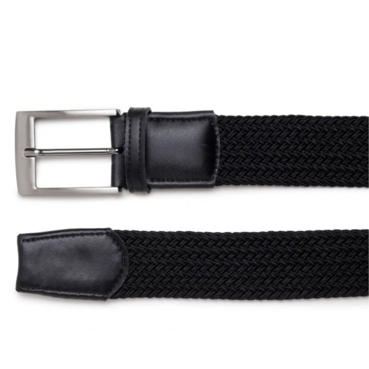 Elastic vegan braided belt by Ahimsa - black and navy
