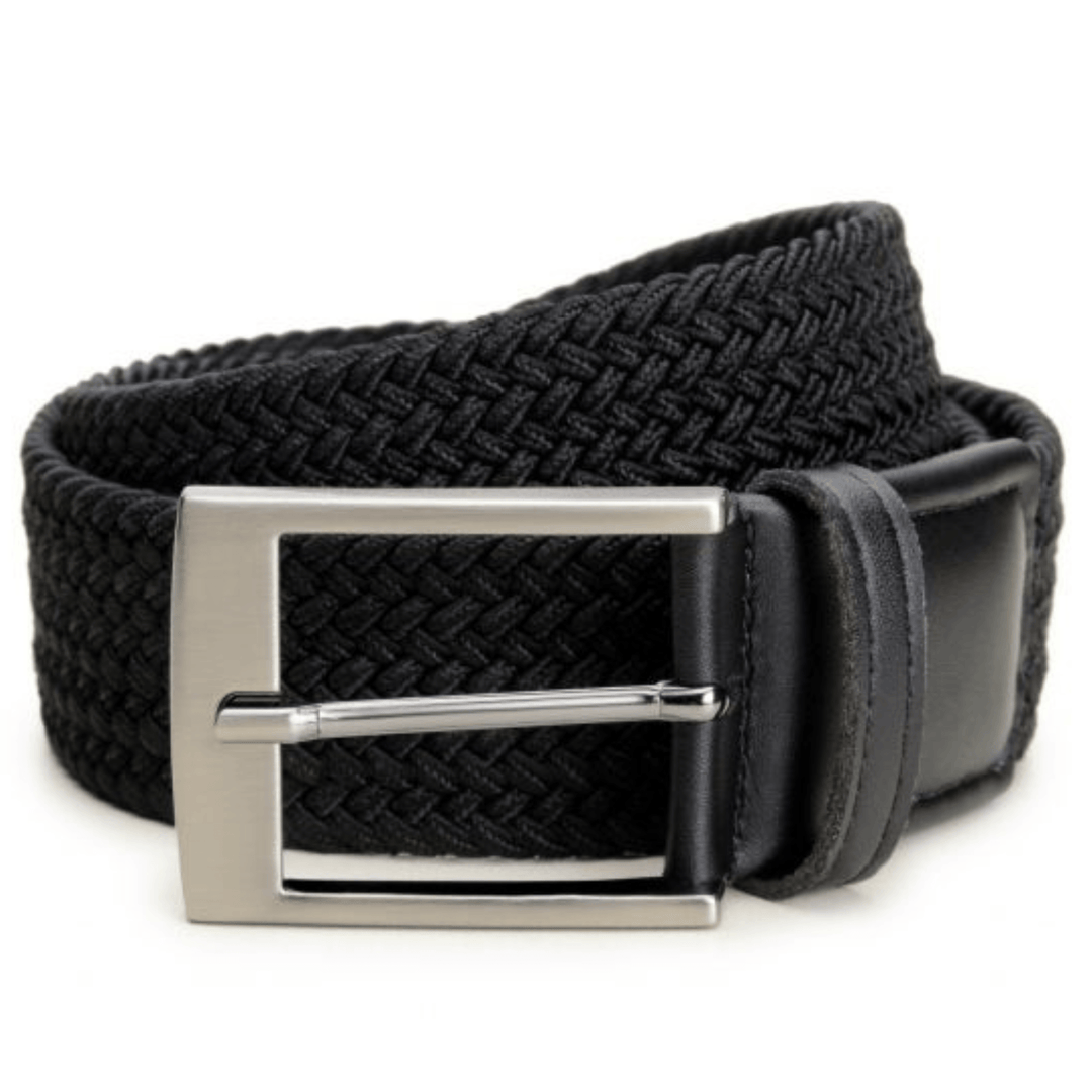 Elastic vegan braided belt by Ahimsa - black and navy