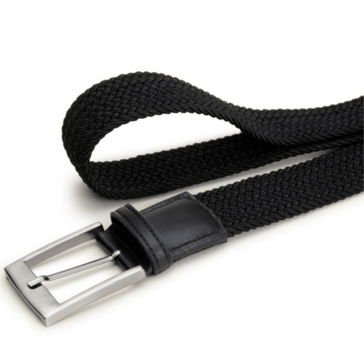 Elastic vegan braided belt by Ahimsa - black and navy