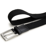 Elastic vegan braided belt by Ahimsa - black and navy