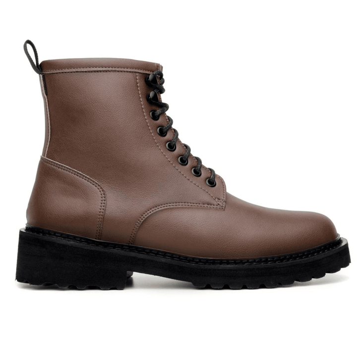 'Everyday Work Boot' unisex vegan lace-up boot with chunky sole by Ahimsa - cognac