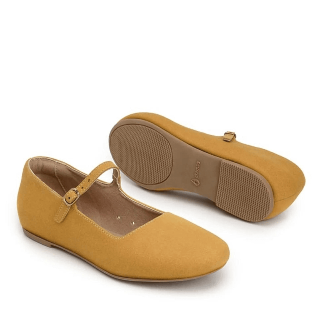 'Gabriella' Vegan-Suede Flats by Ahimsa - Mustard