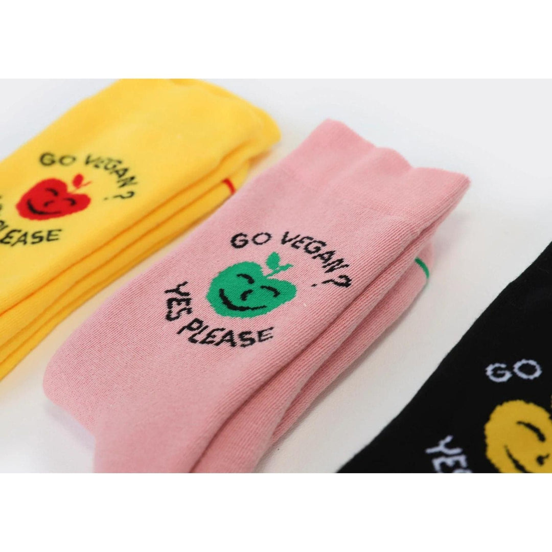 'Go Vegan? Yes please' comfy crew socks by Good Guys Don't Wear Leather - various colours