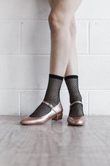 'Gracie' Mary-Jane textured vegan leather low-heels by Zette Shoes - pink