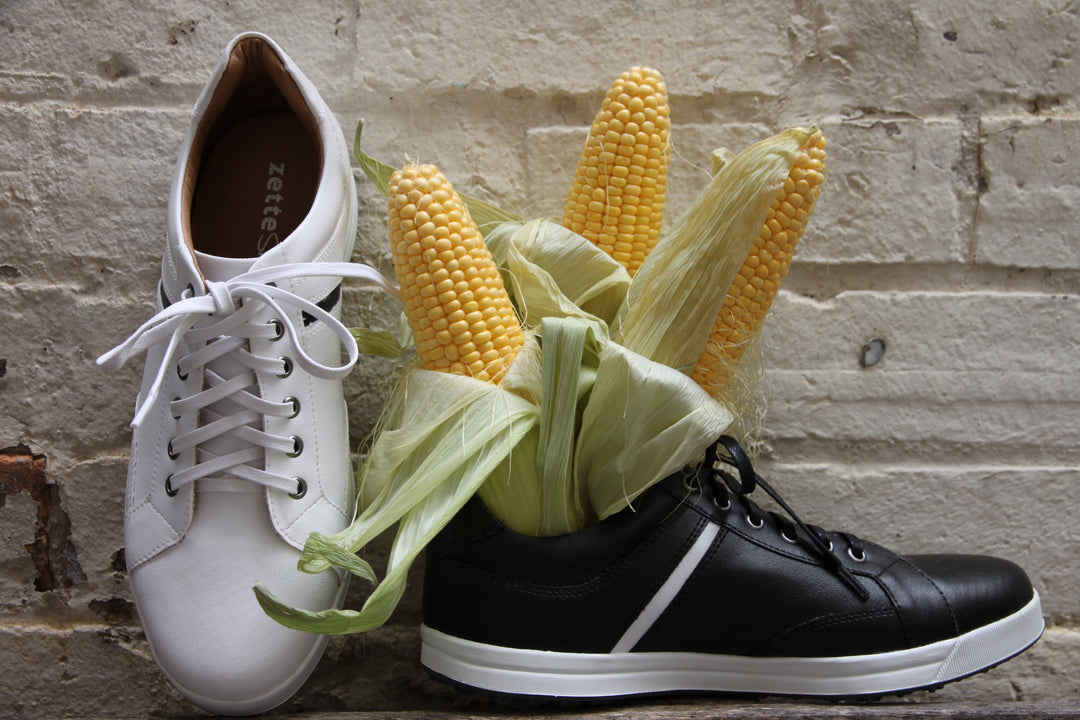 Ciaran' men's corn-leather 🌽 sneaker by Zette Shoes - white