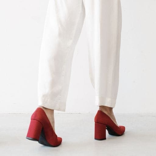 'Tanya 2'  vegan red-patterned high heel by Zette Shoes