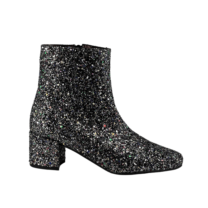 'Jacqui' vegan ankle boot by Zette Shoes - silver glitter
