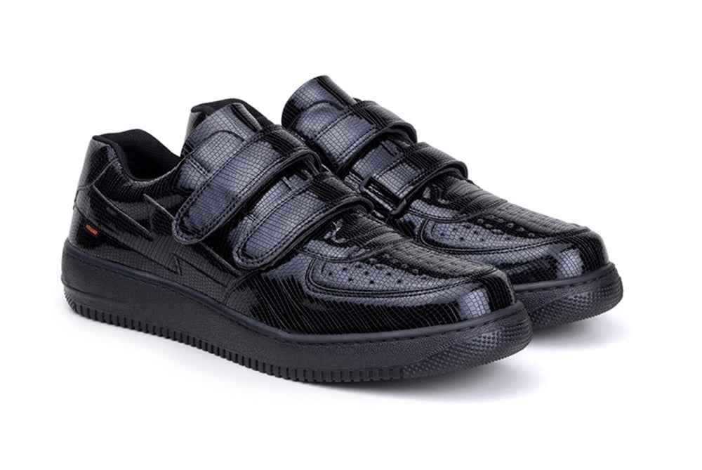 'Paramount' matte black vegan low-top sneaker with velcro straps by King55 - Vegan Style
