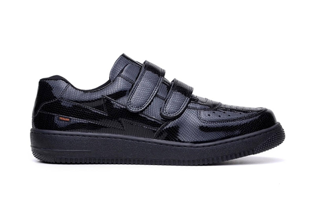 'Paramount' matte black vegan low-top sneaker with velcro straps by King55 - Vegan Style