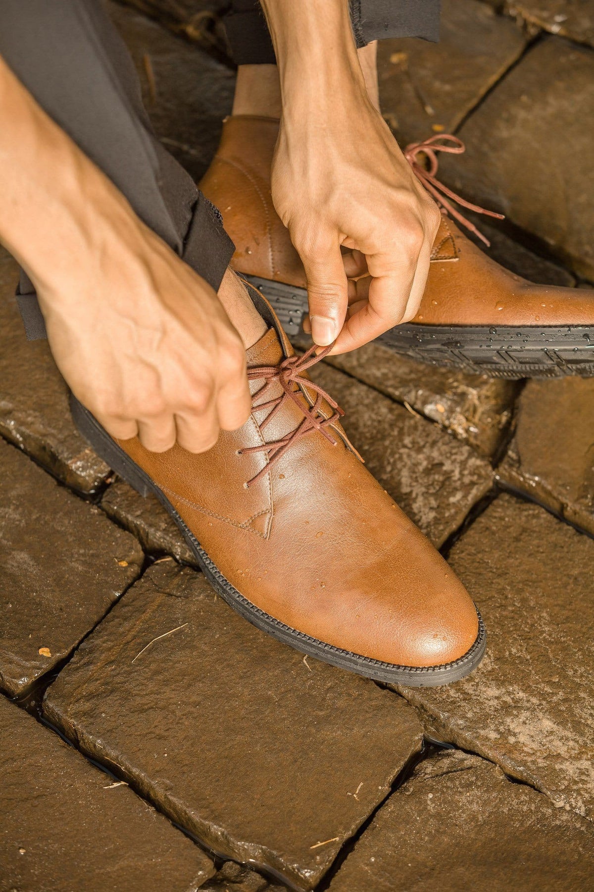 Classic vegan leather Chukka by Vincente Verde -  cognac - Vegan Style