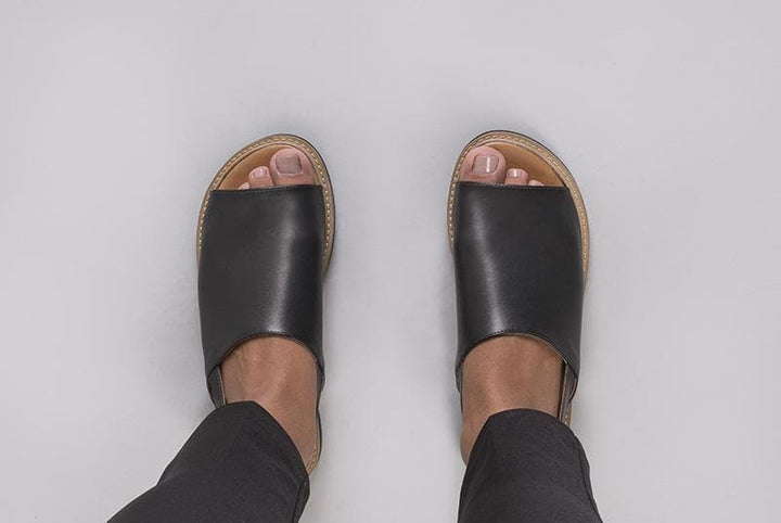'Bella' women's vegan sandals by Ahimsa - black - Vegan Style