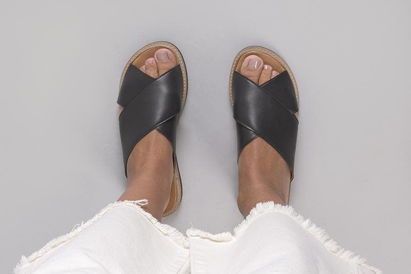 'Mia' women's vegan sandals by Ahimsa - black - Vegan Style