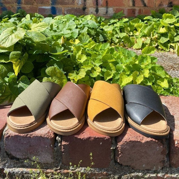 'Mia' women's vegan sandals by Ahimsa - brown