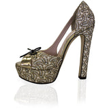 'Pina' Vegan Heels (Platinum/Lace) by Zette Shoes - Vegan Style