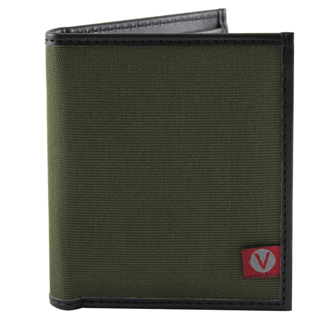 'Quinten' Tri-Fold Vegan Leather Wallet by The Vegan Collection - Black/Olive