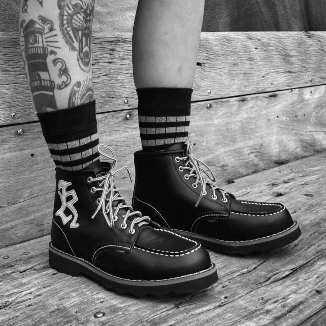 Redwing Vegan lace up work boot by King55 Black Vegan Style