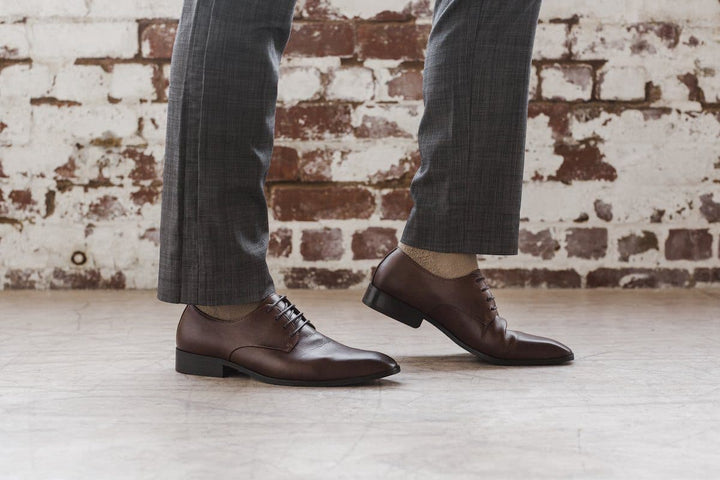 Remy men's vegan leather formal shoes by Zette, in tan colour.