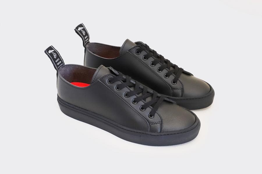 Samo vegan leather lace-up sneakers by Good Guys Don't Wear Leather. Black colour
