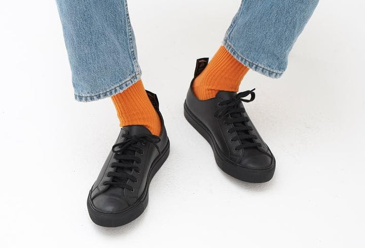 Samo vegan leather lace-up sneakers by Good Guys Don't Wear Leather. Black colour