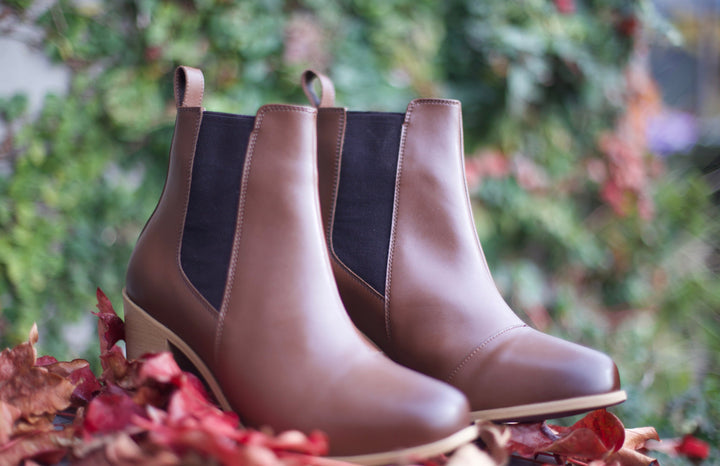 'Sinead' vegan leather chelsea boot by Zette Shoes - cognac