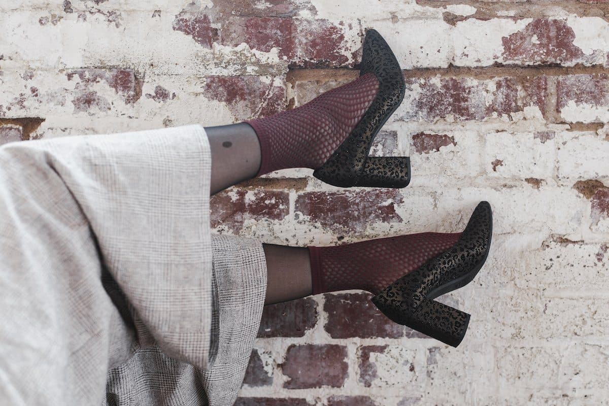 Tanya 2 vegan block heel pump shoes by Zette in tiger pattern.