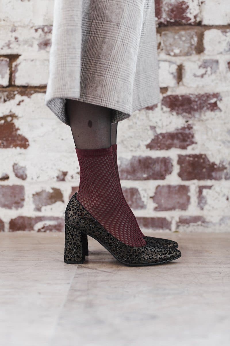 Tanya 2 vegan block heel pump shoes by Zette in tiger pattern.