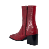 'Menos' vegan mid-calf boot by Zette Shoes - red croc