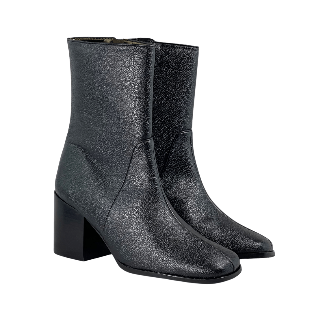 'Menos' vegan-leather mid-calf boot by Zette Shoes - black