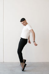 'Quinn' vegan-textile boot with stacked sole by Zette Shoes - multicolour