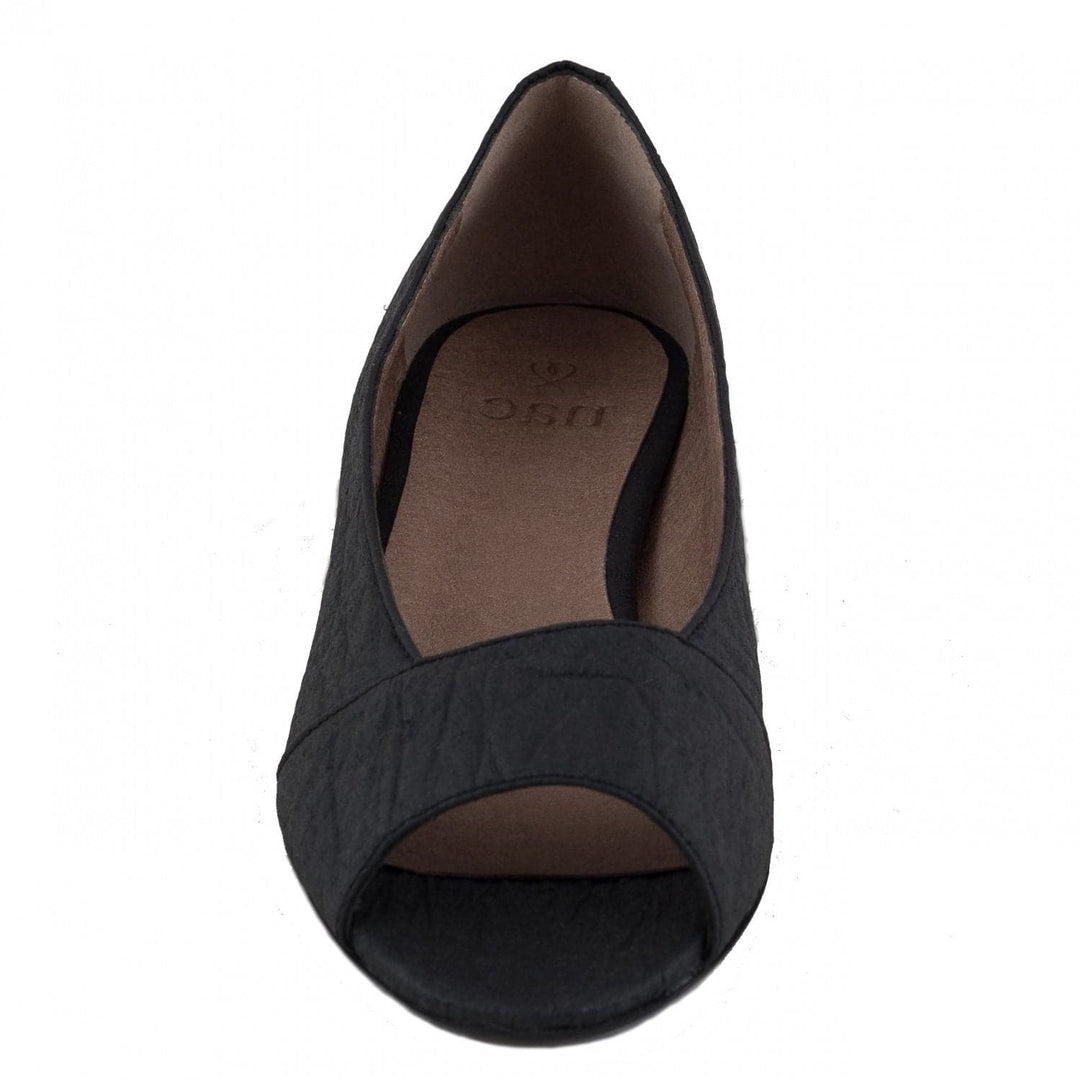 'Fara' pinatex vegan peep toe ballerina flats by NAE - black - Vegan Style