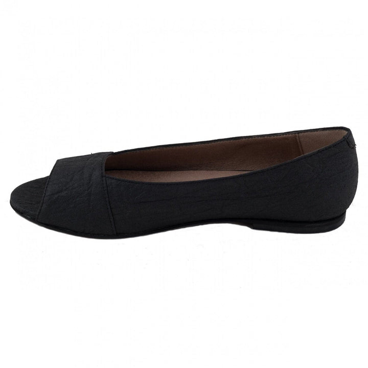 'Fara' pinatex vegan peep toe ballerina flats by NAE - black - Vegan Style