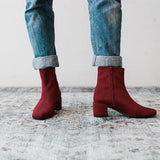 'Jacqui' vegan ankle boot by Zette Shoes - red textile
