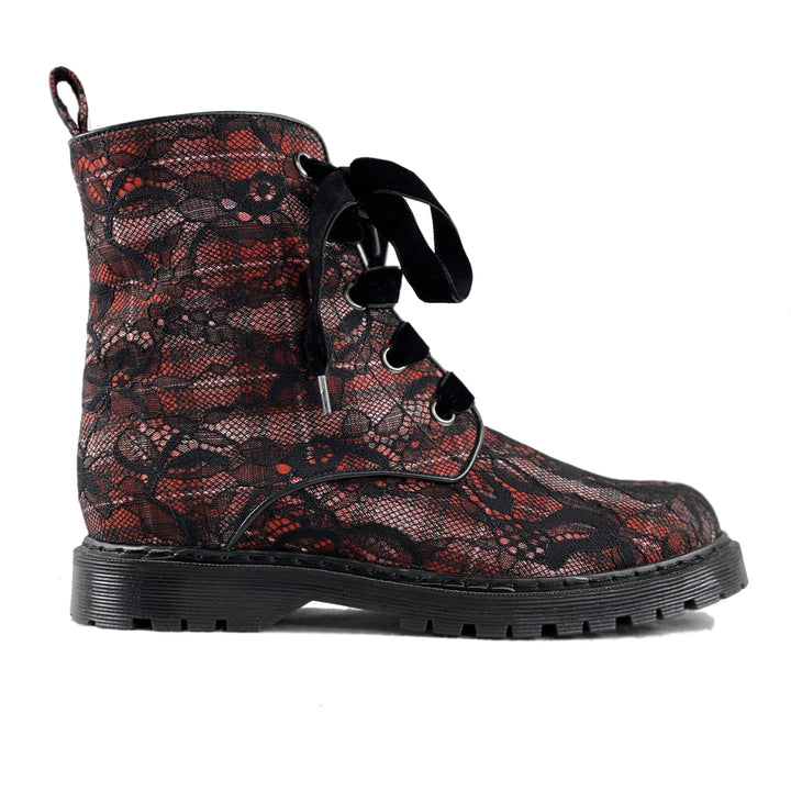 'Billie' vegan combat boots by Zette Shoes - tartan lace