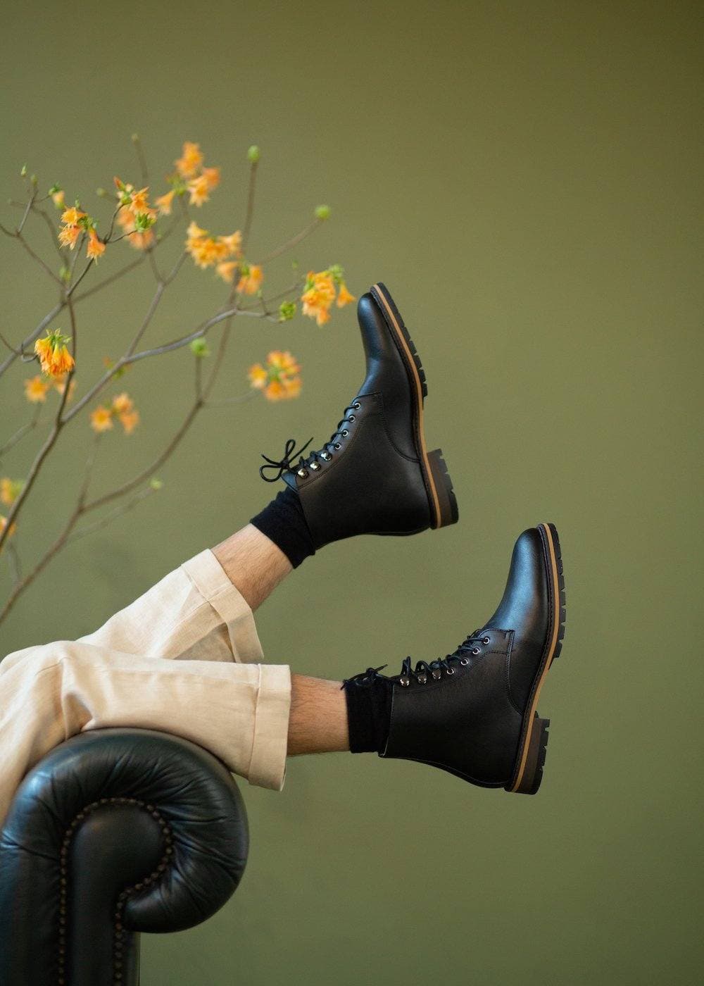 'Robert' vegan men's lace-up boots by Ahimsa - black - Vegan Style
