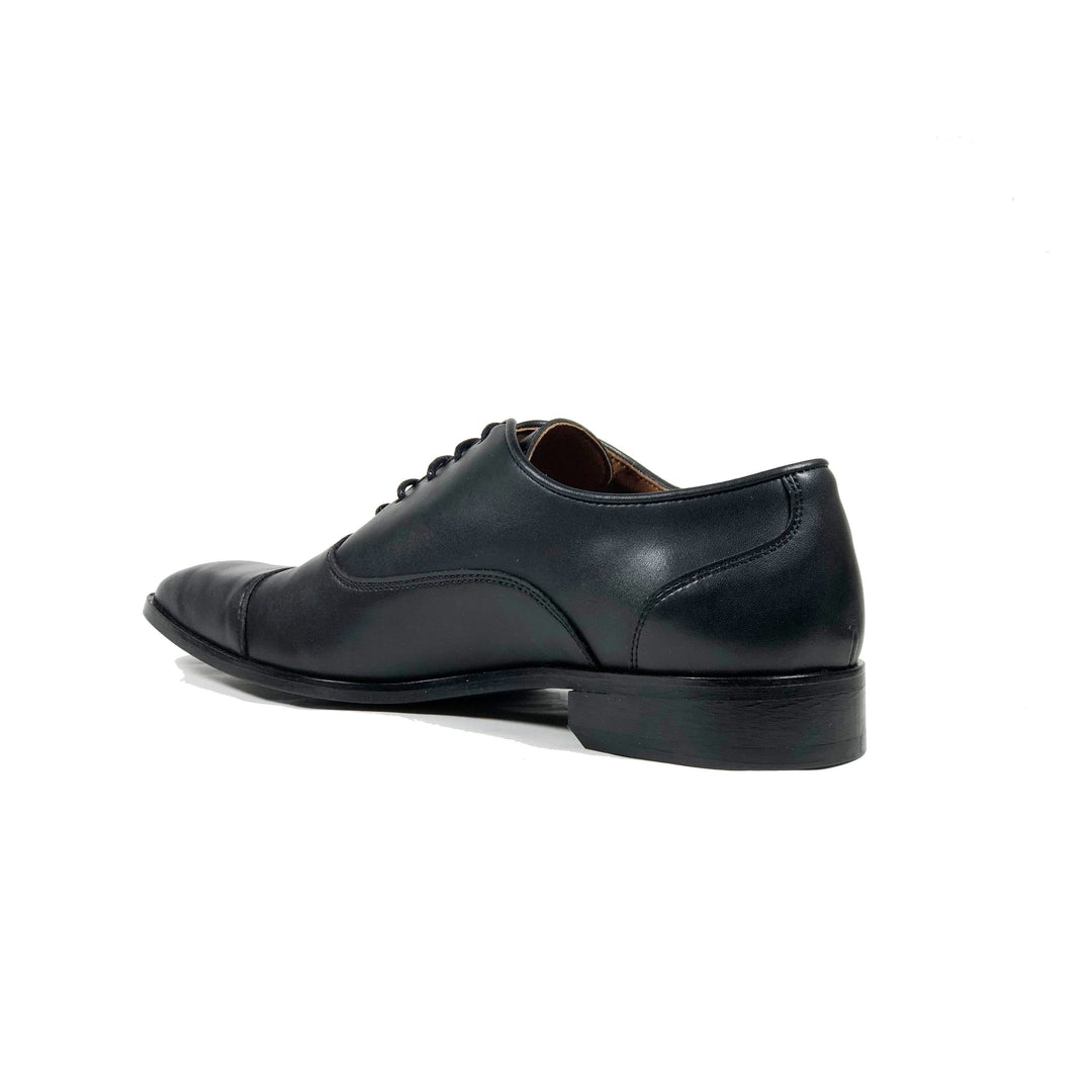 'Laurent' - cap-toe classic vegan oxford in black by Zette Shoes - Vegan Style