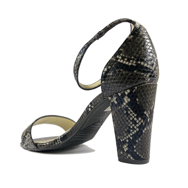 'Tahlia' vegan-leather heel by Zette Shoes - black snakeskin