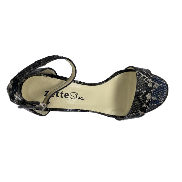 'Tahlia' vegan-leather heel by Zette Shoes - black snakeskin