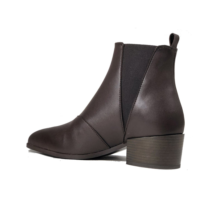 'Nerrie' vegan-leather Chelsea bootie by Zette Shoes - chestnut - Vegan Style