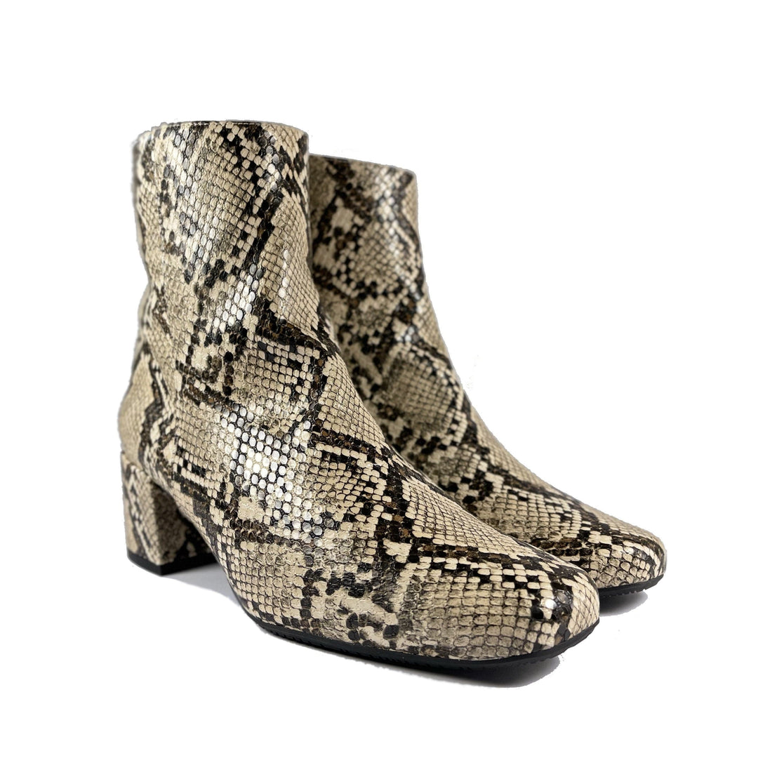 'Jacqui' vegan ankle boot by Zette Shoes - desert snakeskin